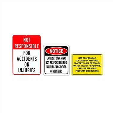 Ej ansvarig för olyckor tecken