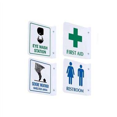 Utskjutande polerad akryl nödskylt